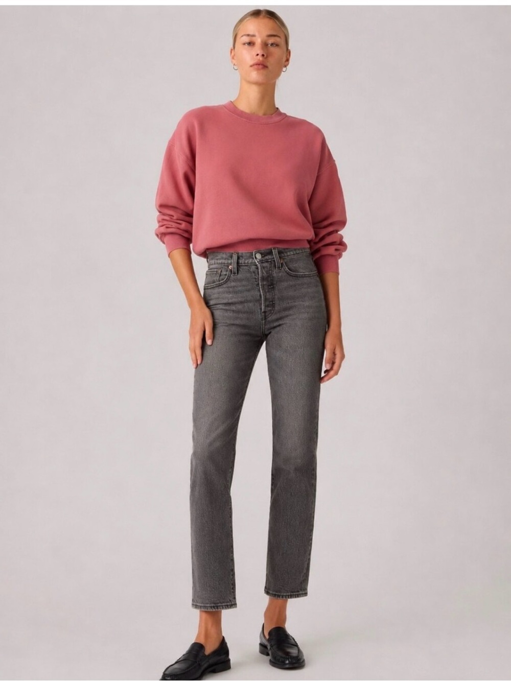 Levi's Wedgie Straight High Rise Gray Jeans 28